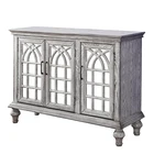 Hande Home living room console TV Stand antique gray dining room wood buffet mirror door sideboard