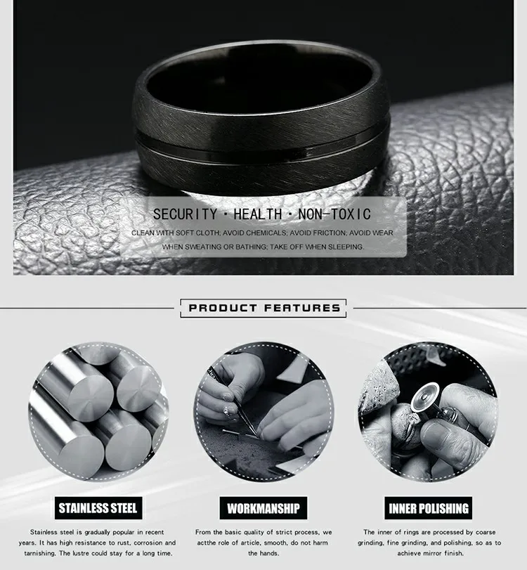 Anillo Negro y Plata,Tama?o M/¨/²ltiples MAGIIE Anillos Mujer Anillo Hombre ,Anillo de Pareja de Acero Inoxidable 1Piece
