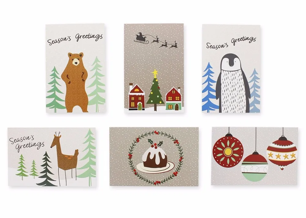 36pcs of merry christmas greeting card set winter holiday card
