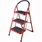 3 step ladder with handle, metal ladder, stainless steel colored step ladder