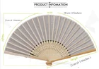 Silk Hand Fan White Wedding Hand Fan White Silk Natural Bamoo Wedding Hand Fan