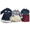 High quality surplus garments girls denim/flannel shirt dress long sleeve plaid dress for kids