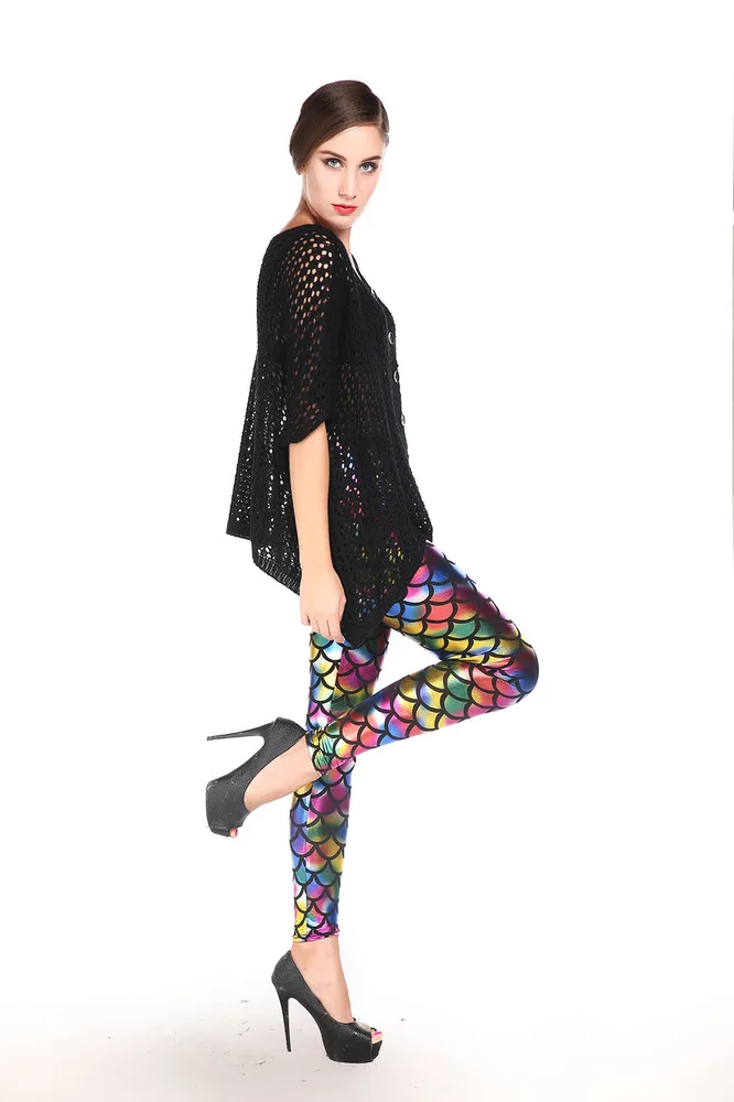 2014 new European and American fashion punk style metal wind pants leggings high waist legging color scale