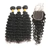 Deep Wave Ombre Human Hair Curly Weave For Braiding Extension 1B/4/27 With Full Frontal Closure