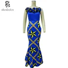 2019 women long maxi dress wax print female evening dress women sleeveless fishtail dress summer