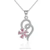 PES fashion jewelry! Pear Shape Prong Set Pink Sapphire CZ Flower Pendant Necklace (PES3-1070)