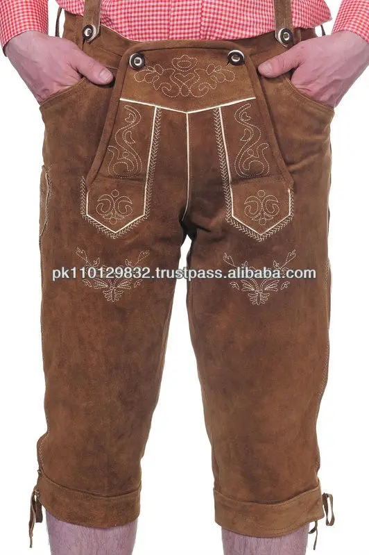 kniebund lederhose: 1)made of cow suede with matching suspender