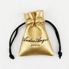 Custom small drawstring faux Leather pouch for jewelry