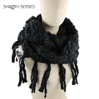 Black cable knit loop scarf wholesale infinity scarves in dubai