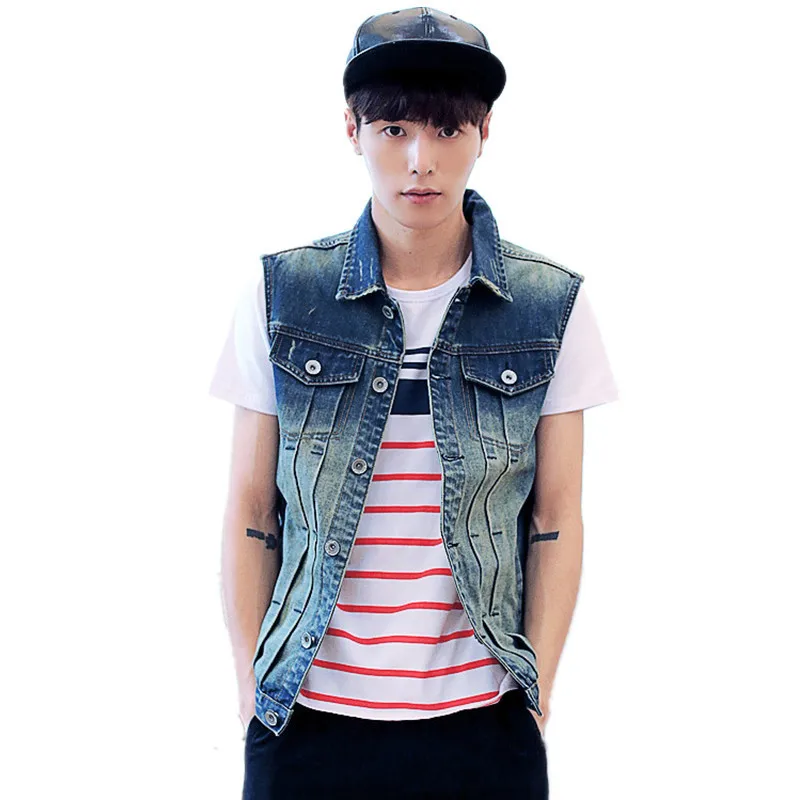 Mens Jean Vest 2015 Brand New Motorcycle Jeans Sleeveless Jacket Cotton Solid Latest Design Masculino Jeans Vest Men Waistcoat