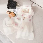 Designer embroidered smooth classic scarf shawl rectangular fashion embroidered floral scarf for women