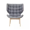 high wing back light grey fabric wooden modern lounge chair