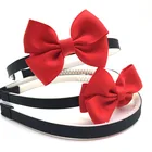 red color ribbon teenager hair bow girl hair bow set
