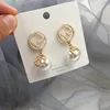 Hyperallergenic Gold Plated Full Pearl F Stick Geometric Round Pearl Drop Earring Delicate Freshwater Pearl Letter F Earrings