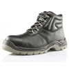 High ankle black leather safety men boots