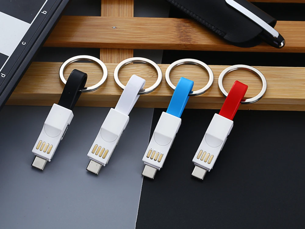 Portable 3in1 magnetic micro usb cable with keychain fast keyring usb data magnetic cable for IOS for Android for Type C device - ANKUX.COM
