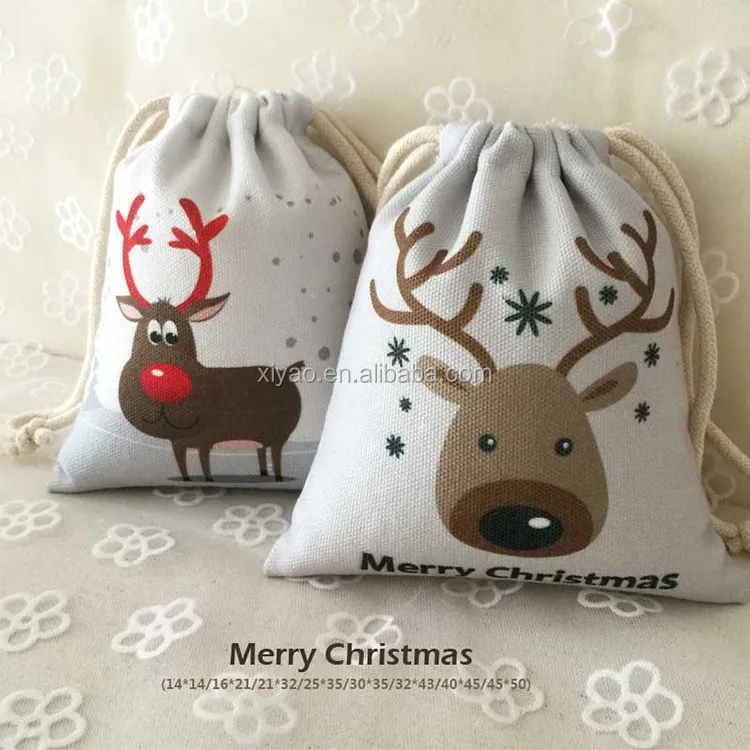 cotton packaging bags drawstring santa canvas bag