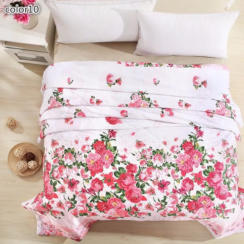 Green summer flowers cartoon 100% cotton summer or autumn air conditioning blanket quilt bedding comforter home tetile.