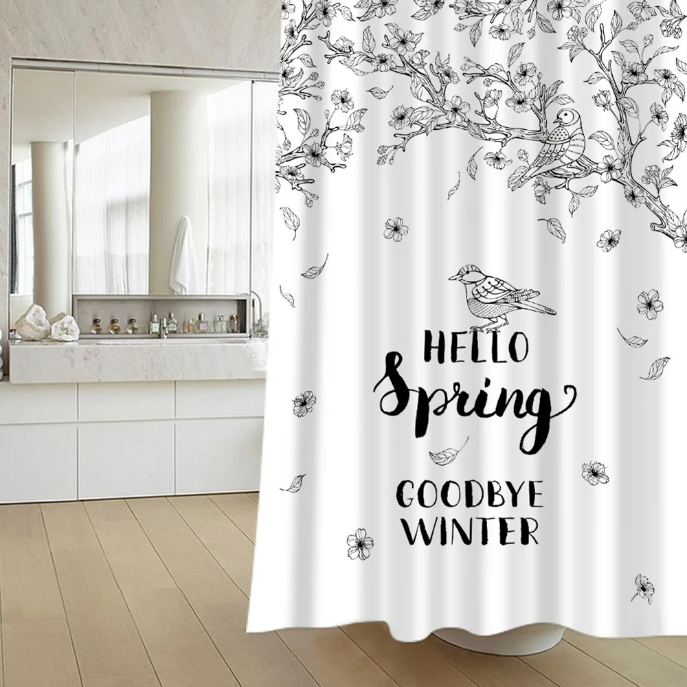 2019 new spring  polyester waterproof digital printing shower curtain