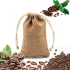 Custom logo printed mini hemp jute Christmas gift pouches small cocoa coffee beans burlap packaging bag with drawstring for sale