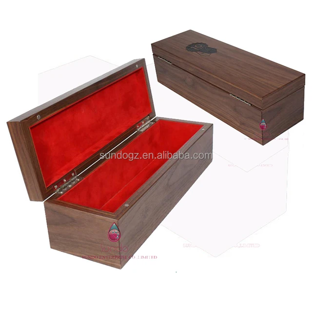 empty red liquor gift packaging wooden wine box