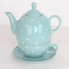 ceramic stoneware tea for one tea set green with dots design