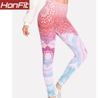 Sublimation Printing Dri Fit custom printed women mandala yoga leggings pants
