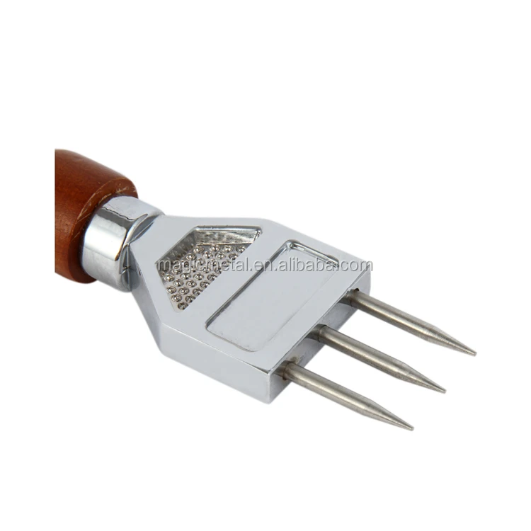 Pitchfork Ice Pick Wooden Handle Three Prong Stainless Steel Cocktail