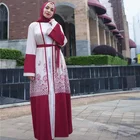 Hot Style Muslim Fashion Women Wear Muslim Stripe Flared Sleeve Dress Jilbab Abaya