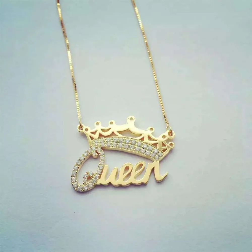 14k gold filled jewelry necklace with custom pendant,queen