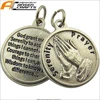 Silver Toned Base Catholic Saint Medal with Prayer Protection coin Pendant