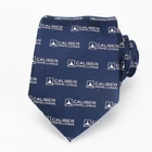 Fashion Woven Silk Logo Navy Necktie For Men