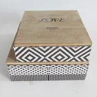 Classic delicate geometric figure decor distressed wooden craft Storage Trunk