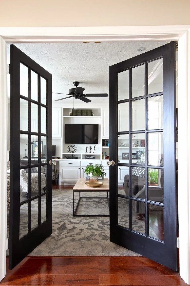 Top Window Aluminum big glass door with grilled designment aluminum patio french door security bar for french door