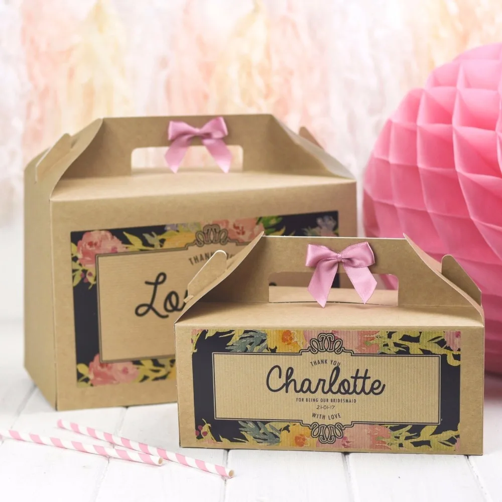 personalised gift box favour | kraft midnight floral | party