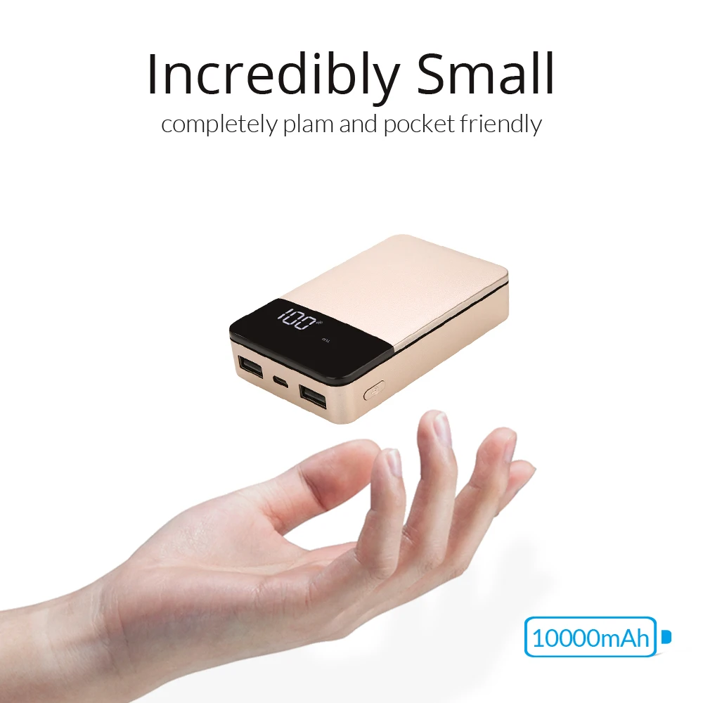 Mini 10000mah double usb led display power bank free logo custom FBA service for amazon seller - ANKUX.COM