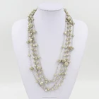 Fashion Jewelry Long Style Alloy Glass Bead Charm Necklace