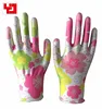 13 gauge pu coated beautiful pu kids and women gardening work gloves