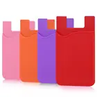 Silicone Thin Slim Stick On Card Holder Credit ID Wallet Pocket Pouch Sticker Compatible Android Phone and Most Devices
