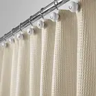 QJMAX Hotel Quality Polyester/Cotton Blend Fabric Shower Curtain with Waffle Weave and Rustproof Metal Grommets