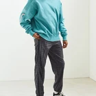 Wholesale Men Cotton Crew Neck Blue Cropped Hoodies Sweatshirts