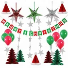 25pcs Mery Christmas Paper Christmas Decoration Garlands Christmas Supplies Stars Latten Trees Balloon