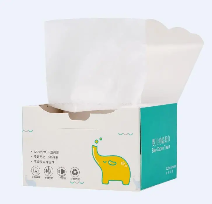 OEM Cotton Tissue Soft Touch Dry Baby Wipes 100pcs Wholesale Price Household Face Hand Nappy Area ODM OEM Daily Life