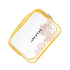 Waterproof material clear travel transparent pvc cosmetic bag custom logo yellow professional makeup bag