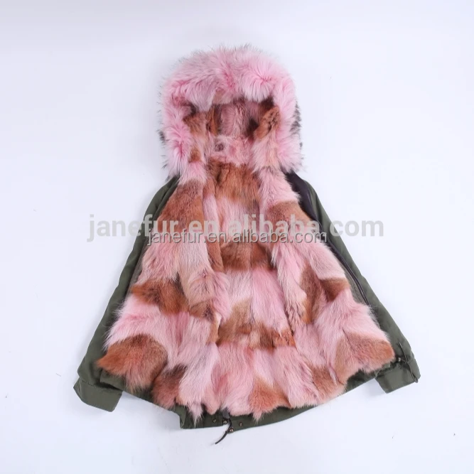 real fur coat women pink