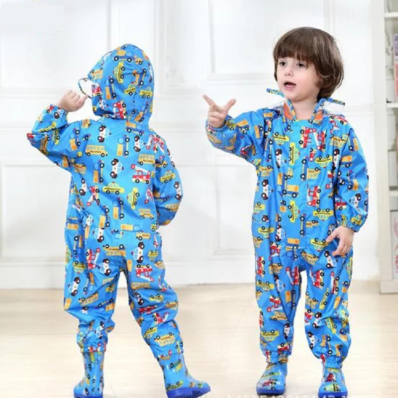 Kids Boys Girls Rain Jacket Cartoon Dinosaur Raincoat Lightweight Rainwear S-2XL