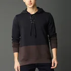 High quality 100% cotton two tone lace-up hoodies sweatshirts blank