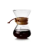 wood handle long spout pour over pyrex drip glass coffee pot