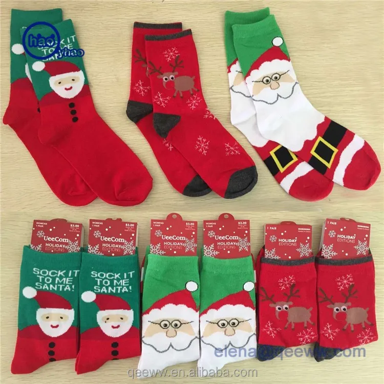 womens fashion holiday christmas gift crew socks with jacquard