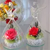 Swan shaped preserved flower glass dome with eternal rose for valentine's wedding
